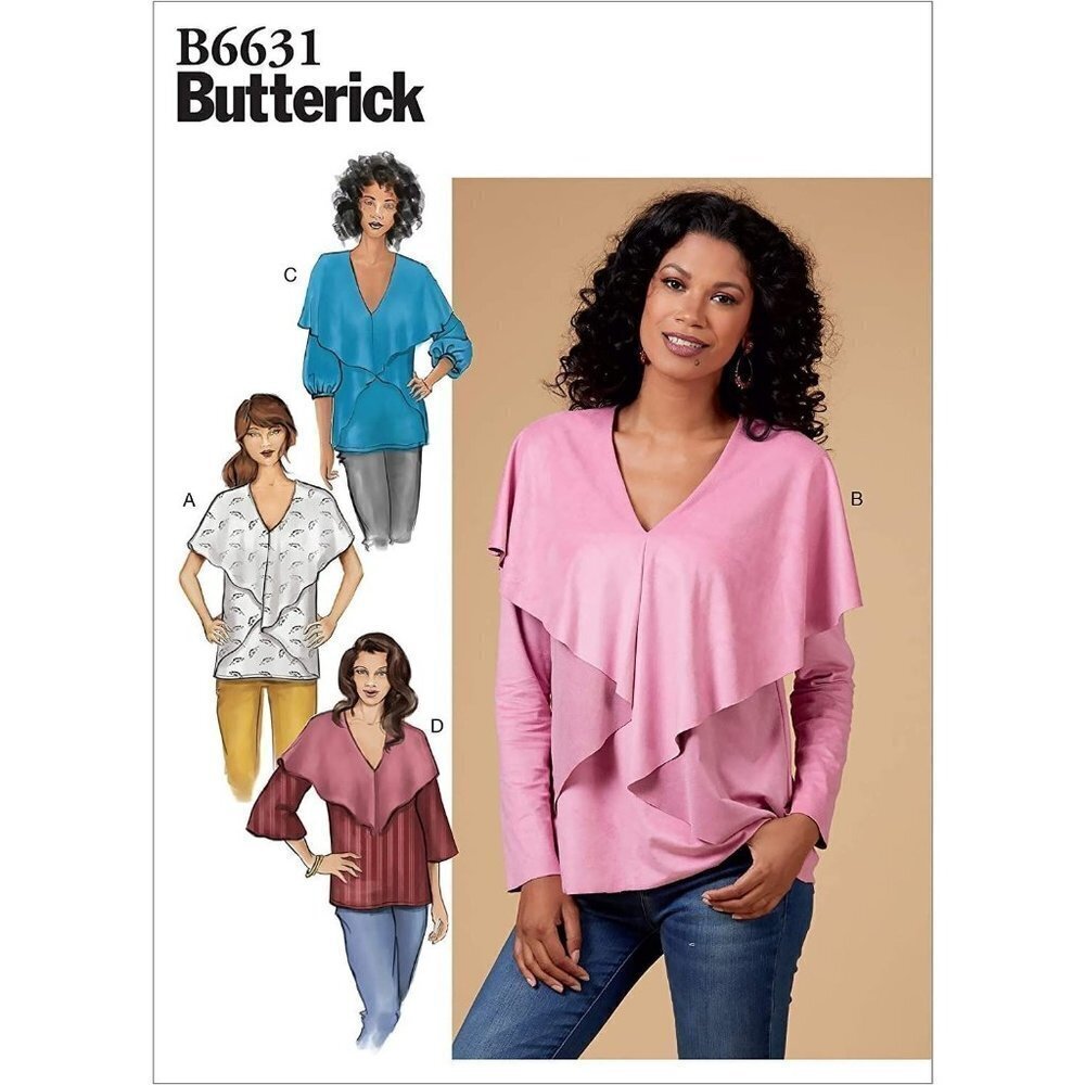 Butterick‎ Sewing Pattern 6631 Blouse Shirt Pleated Misses Size 6-14 UNCUT